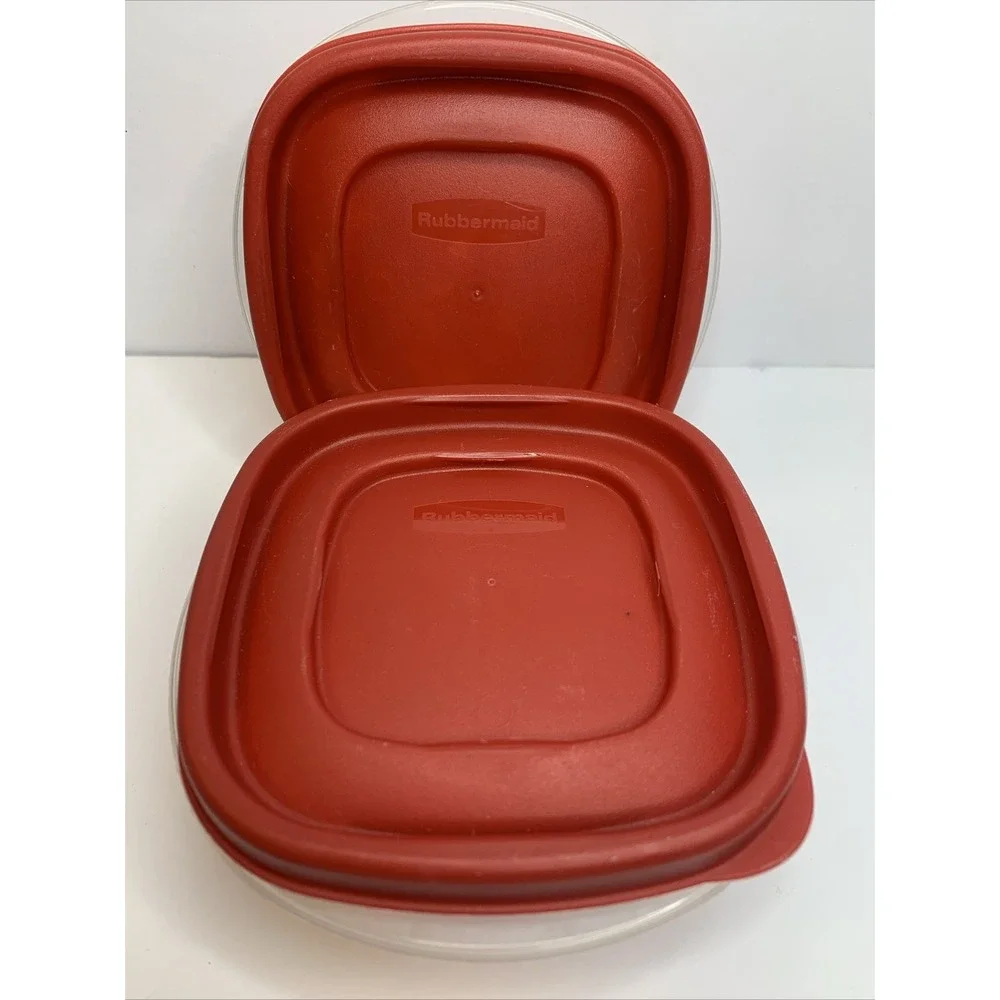 Rubbermaid ‎ Lot Of Two Storage Container Easy To Find Red Lid 1.25 cups